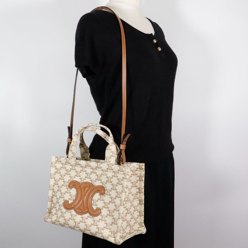 Celine Triomphe Small Cabas Tice 2WAY Shoulder 19916 2EZ6 01BC Canvas Beige