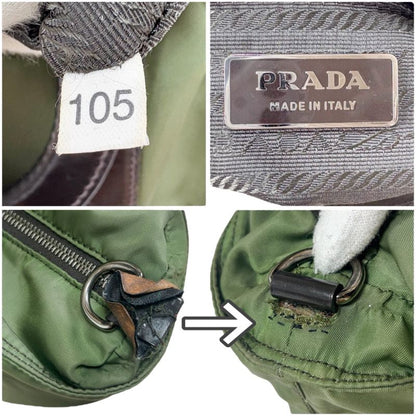 Prada 2WAY Mini Tote Shoulder Bag Triangle Logo Tessuto Nylon Khaki Green