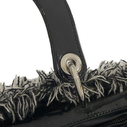 Dior/christian Dior Handbag Lady Dior Large Bag Gray And Black Wool Leather