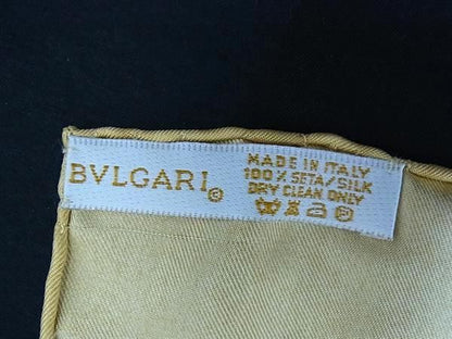 Bvlgari 100% Silk Large Scarf Stole Shawl Women Beige And Green Fb7027