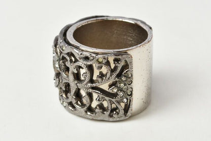 Chanel Ring Chanel Coco Rings Rhinestone Pearl Gunmetal Size 13