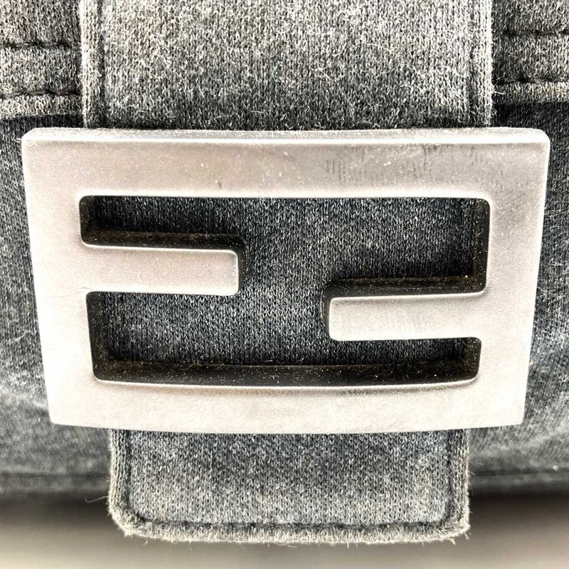 Fendi Handbag Shoulder Bag Mamma Cotton Gray FF Logo Women Men Fashion  Gift