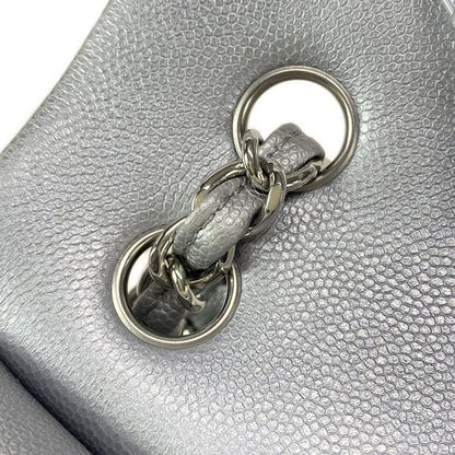 Chanel Shoulder Bag Double Flap Matelasse A01113 Metallic Gray Metal Serial