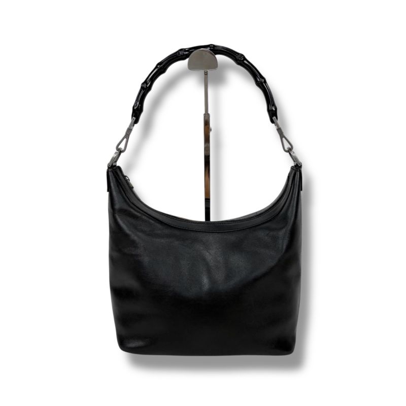 Gucci Bamboo One Shoulder Bag Black Leather Hobo Soho Shoulder