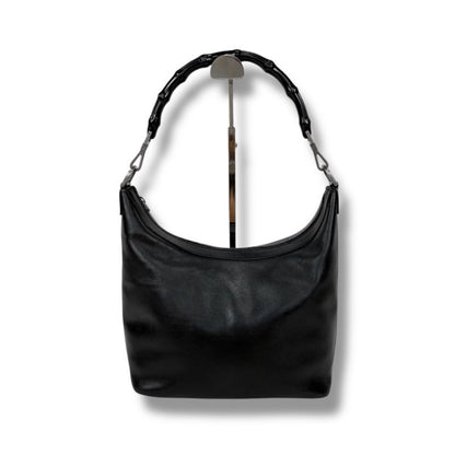 Gucci Bamboo One Shoulder Bag Black Leather Hobo Soho Shoulder