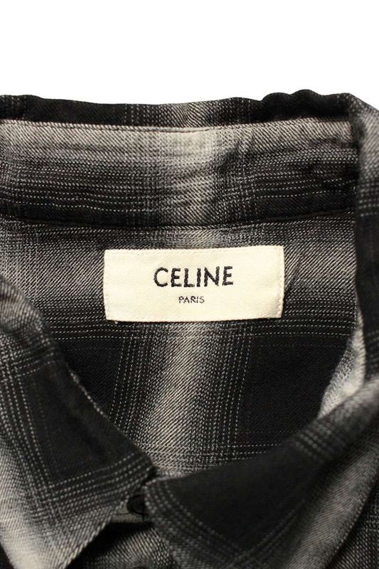 Celine 19SS 2c027054 Rayon Ombre Check Western Long Sleeve Shirt Men 39