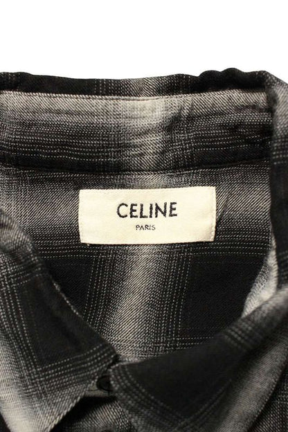 Celine 19SS 2c027054 Rayon Ombre Check Western Long Sleeve Shirt Men 39