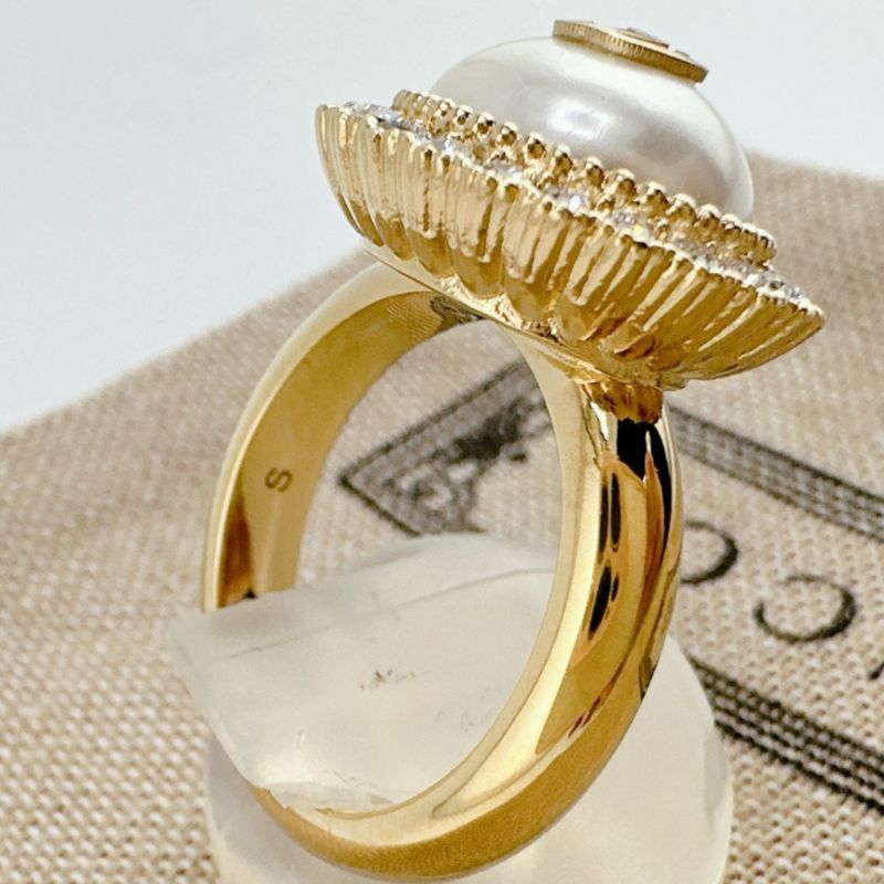 Gucci GG S Size Chain Effect Ring Flower Ring Gucci Gold