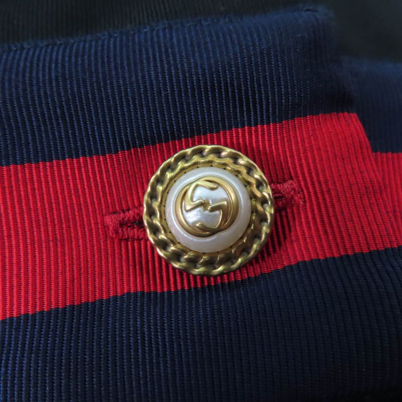 Gucci 501488 Jersey V-neck Dress With Interlocking G Pearls Black XS Made In