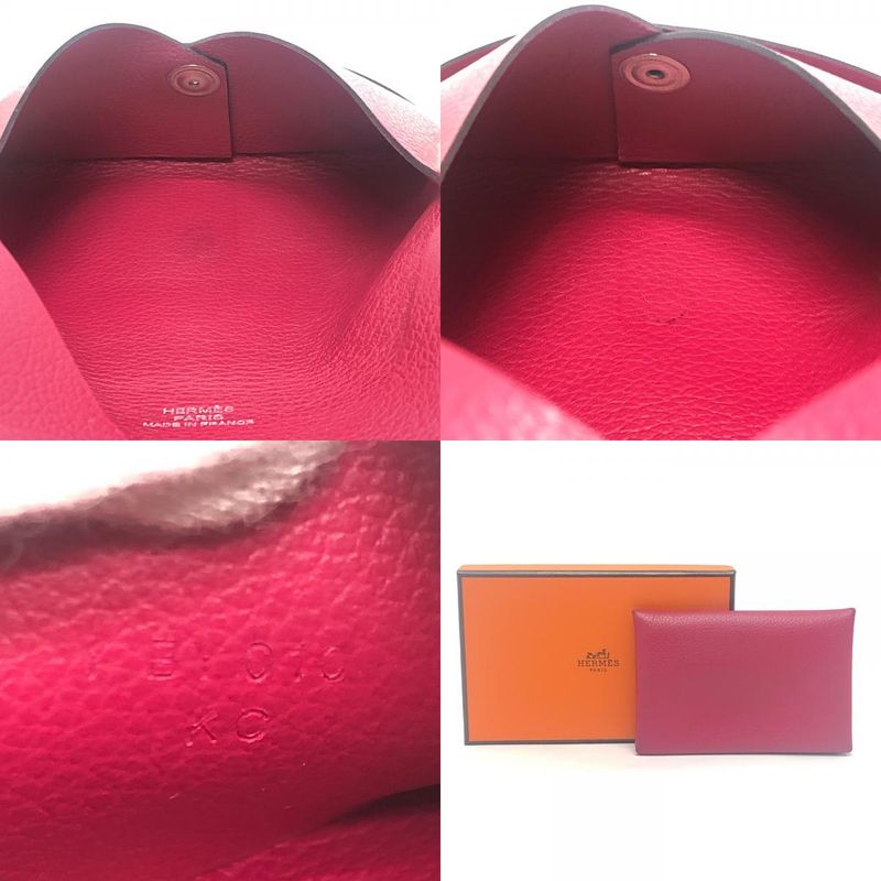 Hermes Coin Case Calvi Evercolor Rose Pink