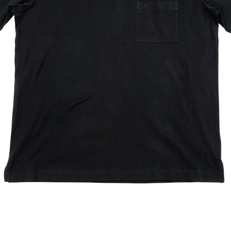 Hermes Short Sleeve T-Shirt H Logo Embroidery Pocket XL Size Cotton Black Hermes