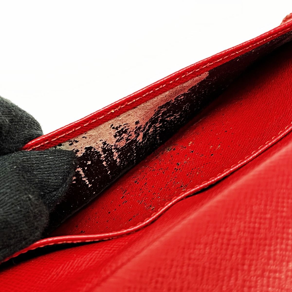 Louis Vuitton Epi Continental Viennois M63257 Red Bifold Long Wallet Women's