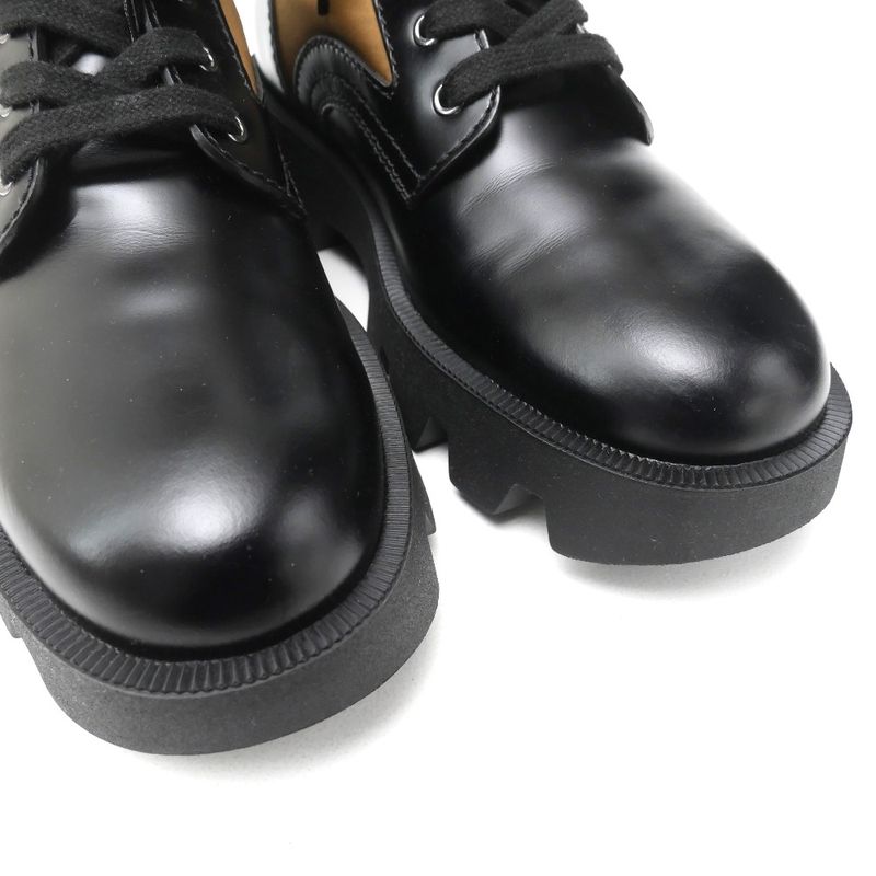Prada Boots Size 6 Triangle Logo Combat Boots Leather Shoes Made In Italy