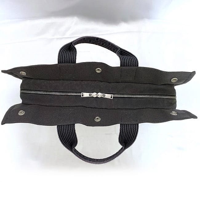 Hermes Tote Bag Tote MM Gray Her Line Excellent Condition Canvas