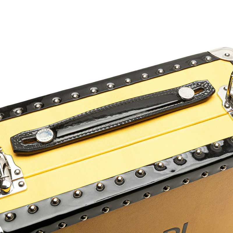 Fendi Logo Trunk Case Shoulder Bag 2WAY 7vv134 Yellow Black Leather Enamel