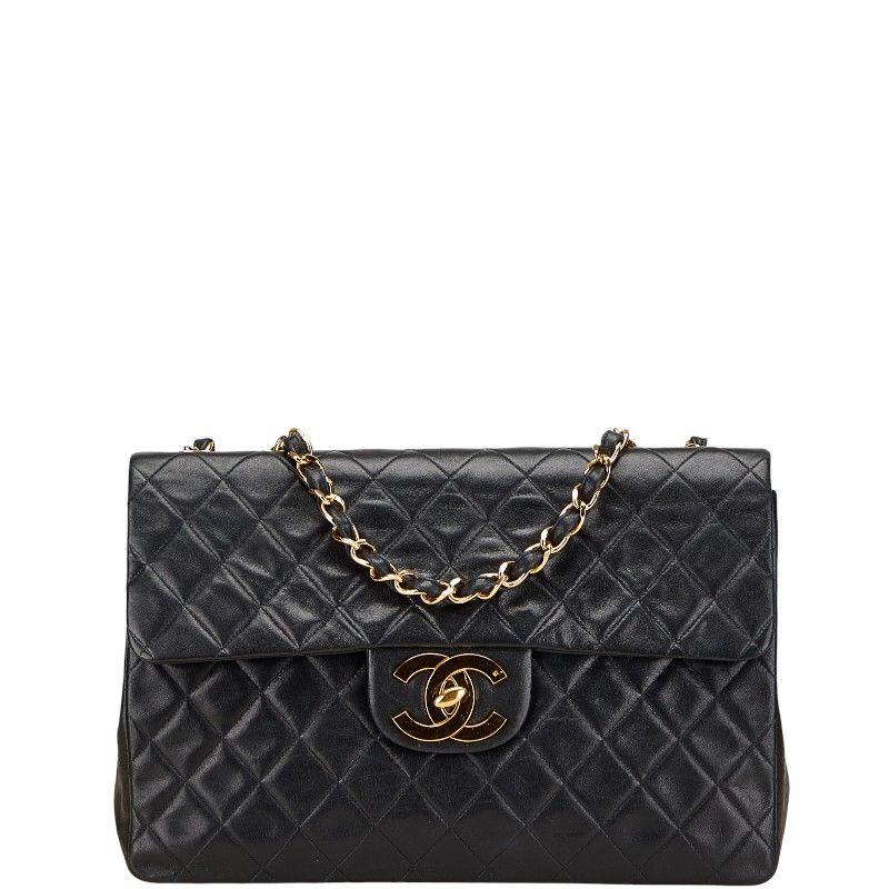 Chanel Matelasse Coco Mark Chain Shoulder Bag Handbag Black Lambskin Ladies
