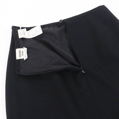 Hermes 100% Wool 100% Silk Lining Lining H Pattern Knee Length Tight Skirt