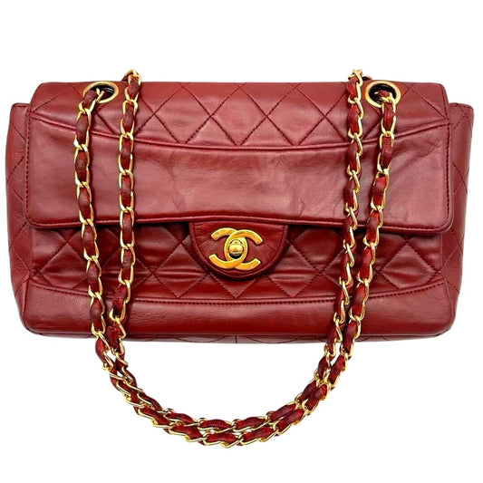 CHANEL 24K Vintage Flap Bag Lambskin Leather Quilted Chain Purse