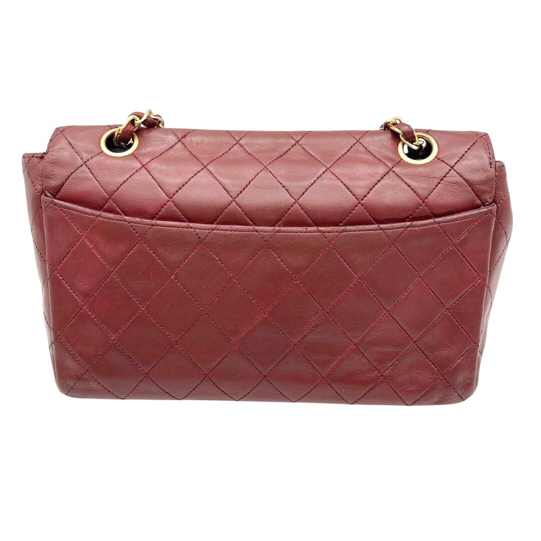 CHANEL 24K Vintage Flap Bag Lambskin Leather Quilted Chain Purse