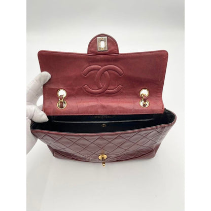 CHANEL 24K Vintage Flap Bag Lambskin Leather Quilted Chain Purse