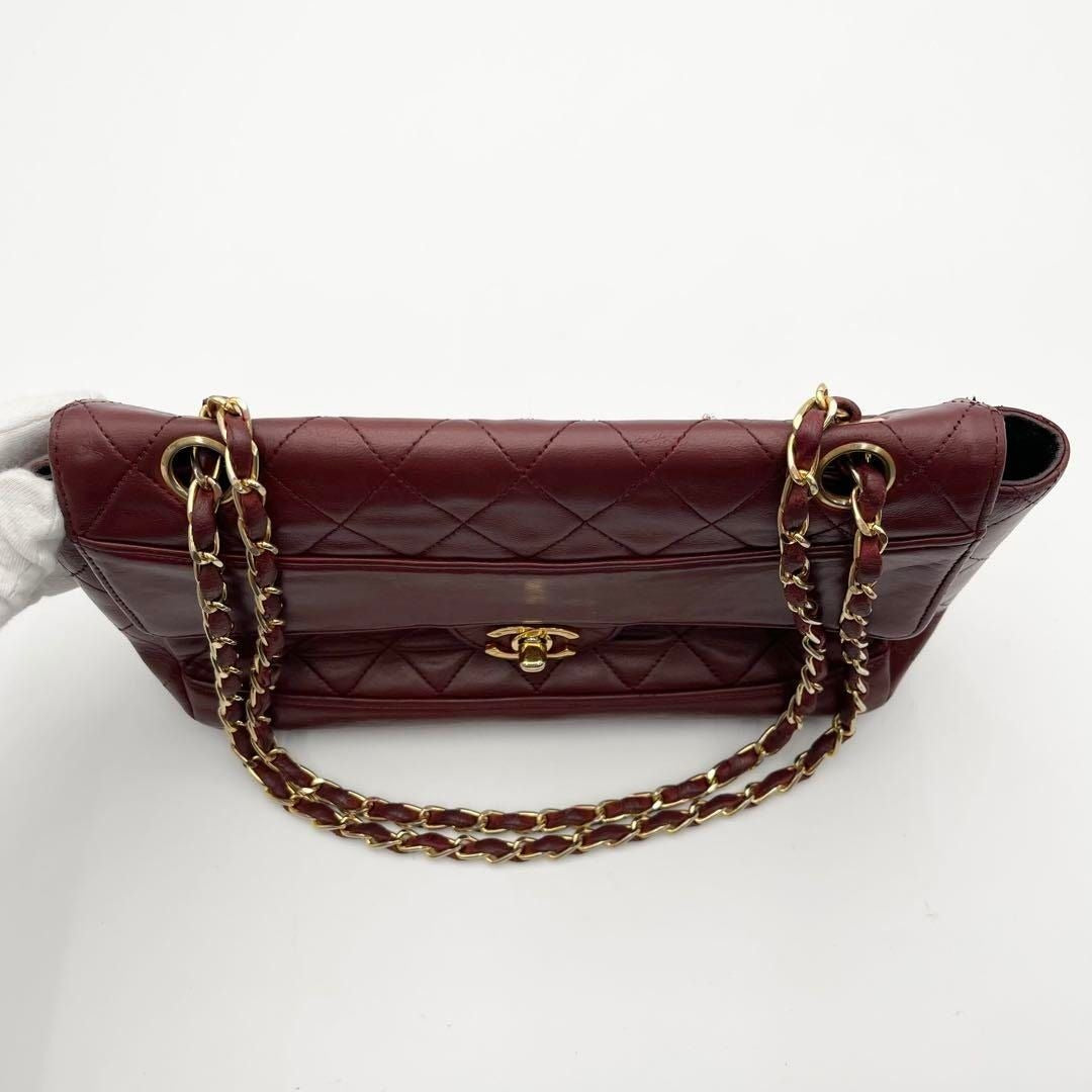 CHANEL 24K Vintage Flap Bag Lambskin Leather Quilted Chain Purse