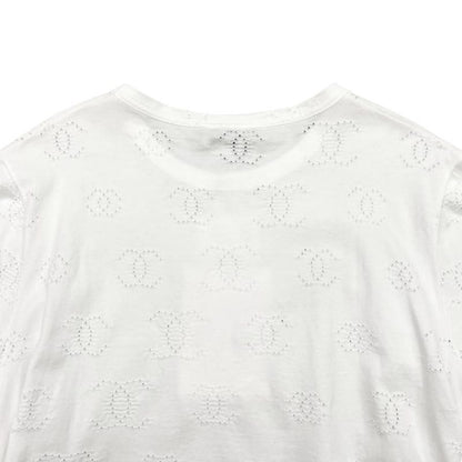 Chanel Short Sleeve T-Shirt Coco Mark Pearl Cropped Length P72733 M Size Cotton