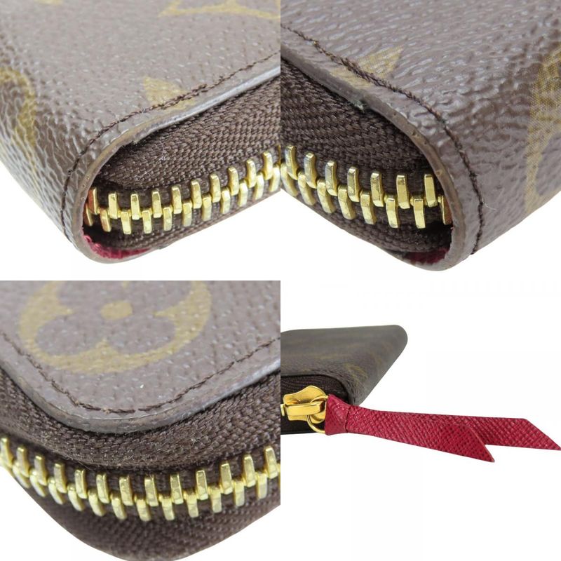 Louis Vuitton Portefeuille Clemence M60742 Monogram Fuchsia Brown Gold Hardware