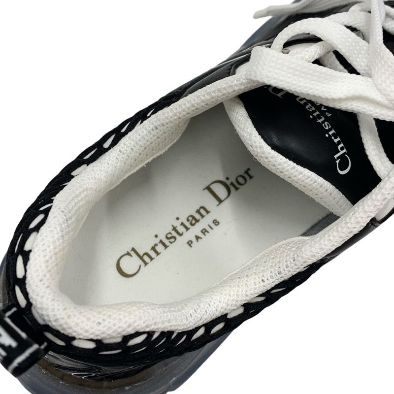 Christian DIOR Vibe Sneakers Shoes Leather Rubber Black White Black Logo Mesh