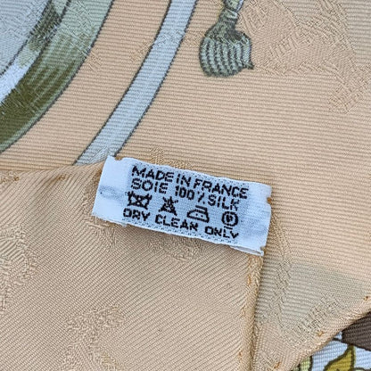 Hermes Carre 90 LE Geographe Geographer 100% Silk Beige