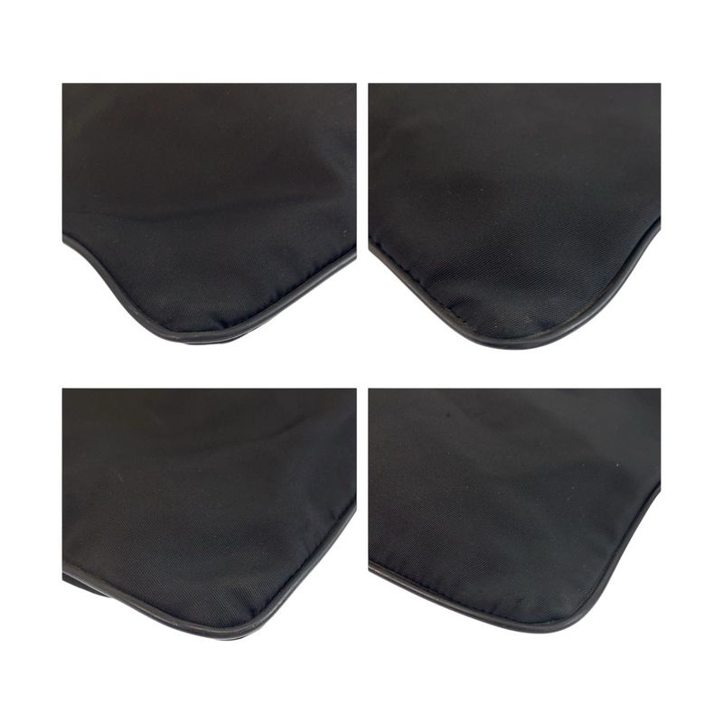 Prada Tessuto Triangle Logo Plate Unisex Black Silver Hardware Nylon Shoulder