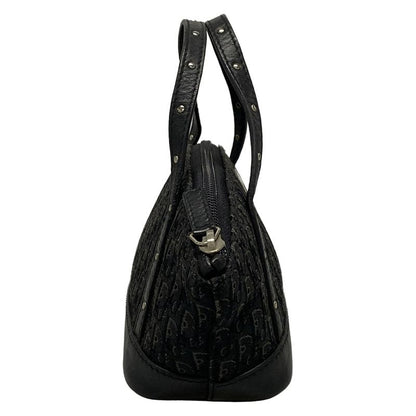 Dior/christian Dior Handbag Trotter Black And Gray Studded/mini Bag Leather