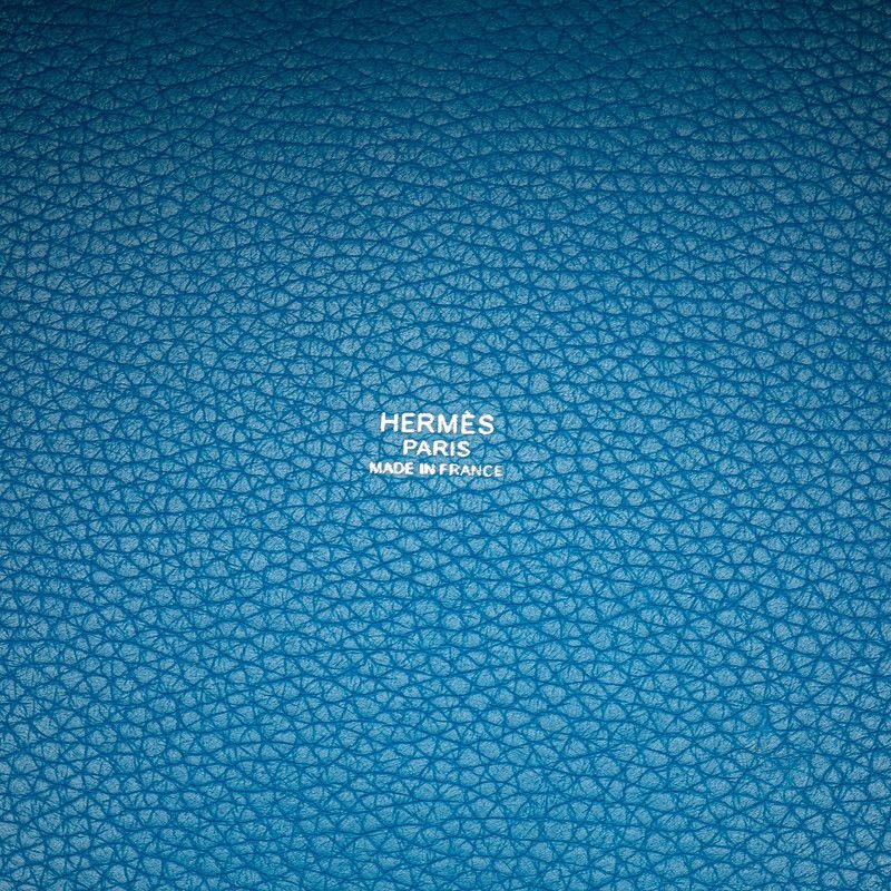 Hermes Picotin Lock MM Blue With Silver Hardware Taurillon Clemence Ladies