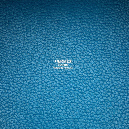 Hermes Picotin Lock MM Blue With Silver Hardware Taurillon Clemence Ladies