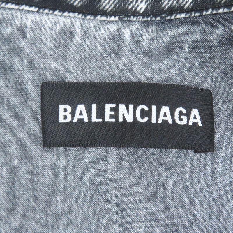 Balenciaga 20SS 621580 Denim Transfer Print Stretch Jacket Blouson Black L Made