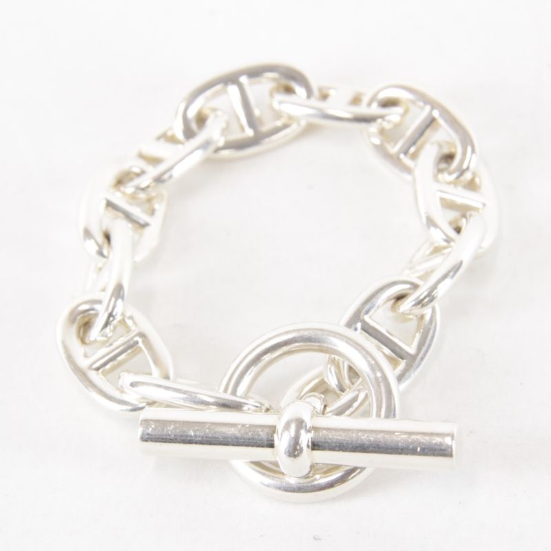 Hermes 11 Frames 101g With Box Chaine D'ancre TGM Bracelet Silver 925 Ladies