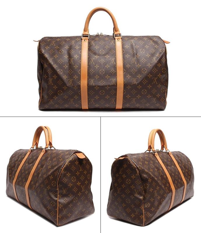 Louis Vuitton Boston Bag Double Zipper Closure Gold Hardware Keepall 50 M41426