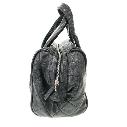 Chanel Matelasse Coco Mark Caviar Skin Mini Boston Bag Black