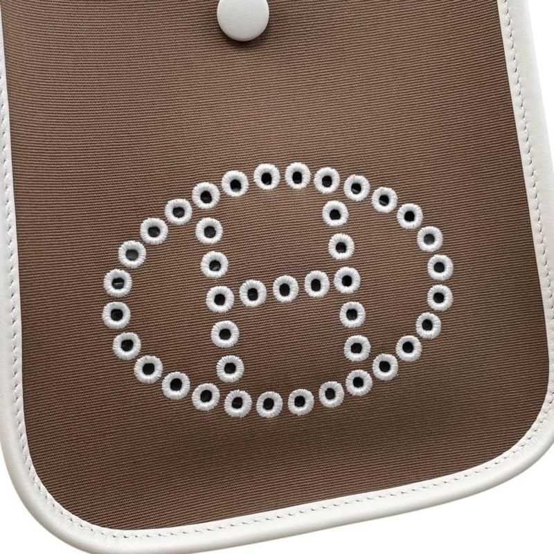 Hermes One Shoulder Bag Neo Evelyn TPM K Engraved Toile Officier Swift Etoupe