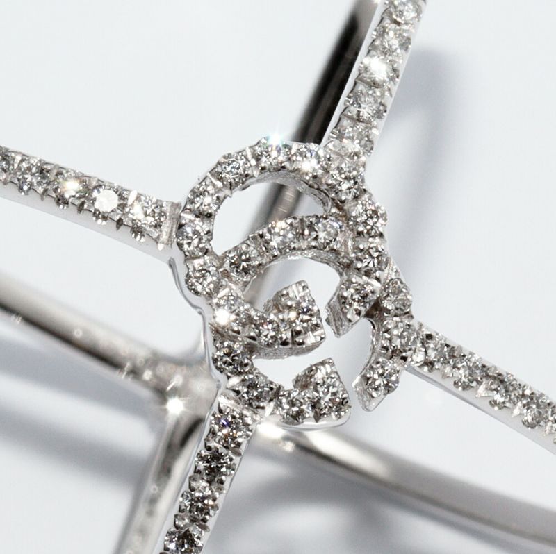 Gucci Rings 18K White Gold Diamond 107P GG Running Xring Full Diamond