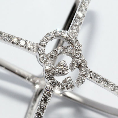 Gucci Rings 18K White Gold Diamond 107P GG Running Xring Full Diamond