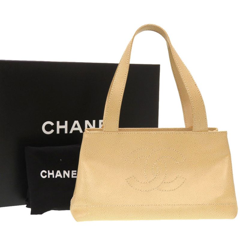 Chanel Caviar Skin Beige 7 Series Coco Mark Tote Bag 0005 Chanel