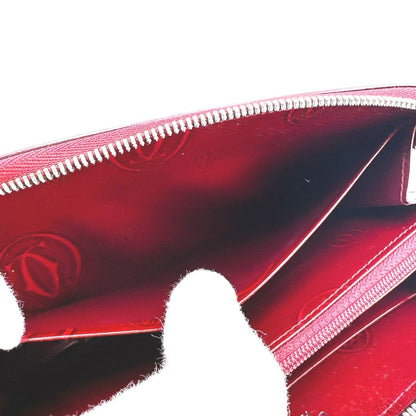 Cartier 2 C Motif Long Wallet Round Zipper Red