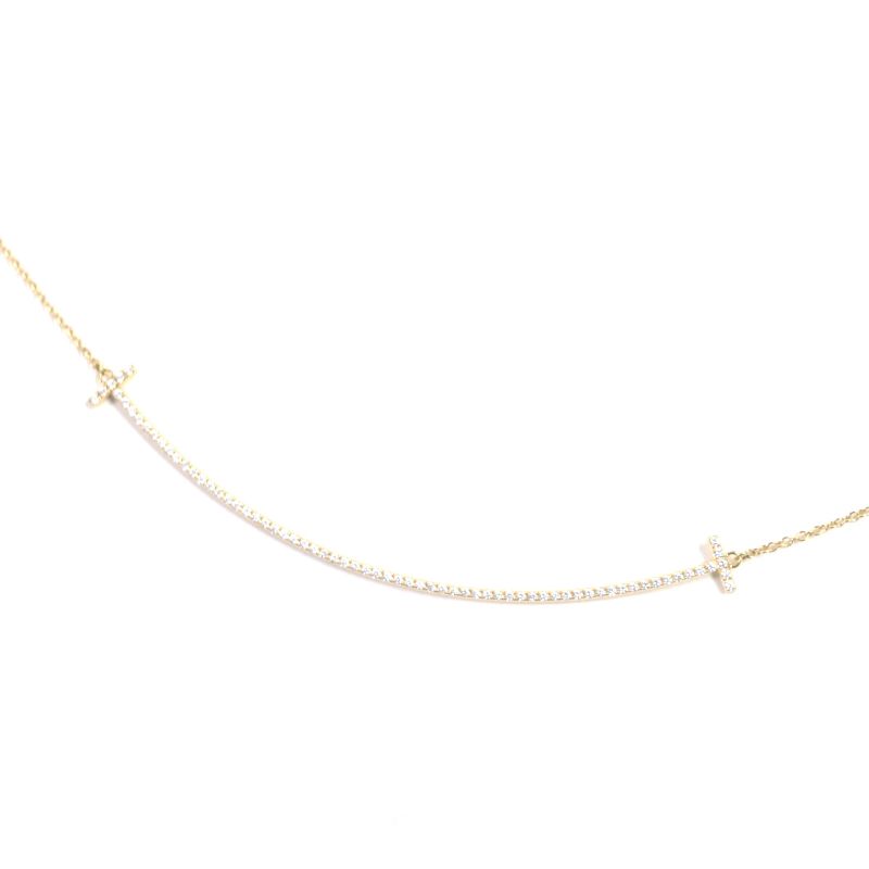  Tiffany & Co Tiffany & Co T-smile Large Diamond Necklace 18K Diamond 70PT
