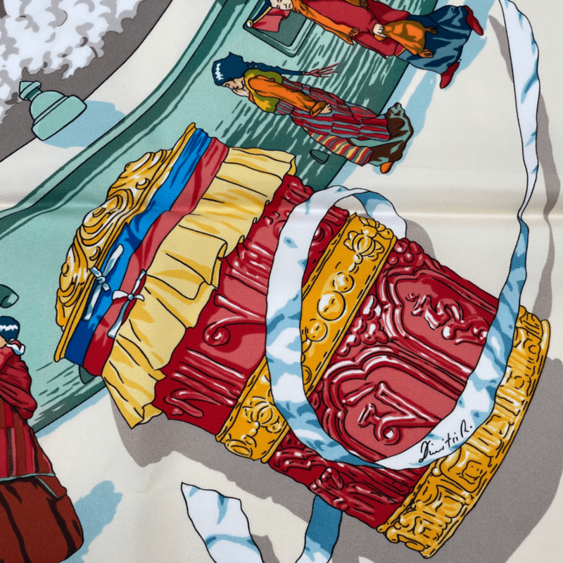 Hermes Carre 90 Prieres AU VENT Prayer In The Wind Green X Multicolor Scarf Silk