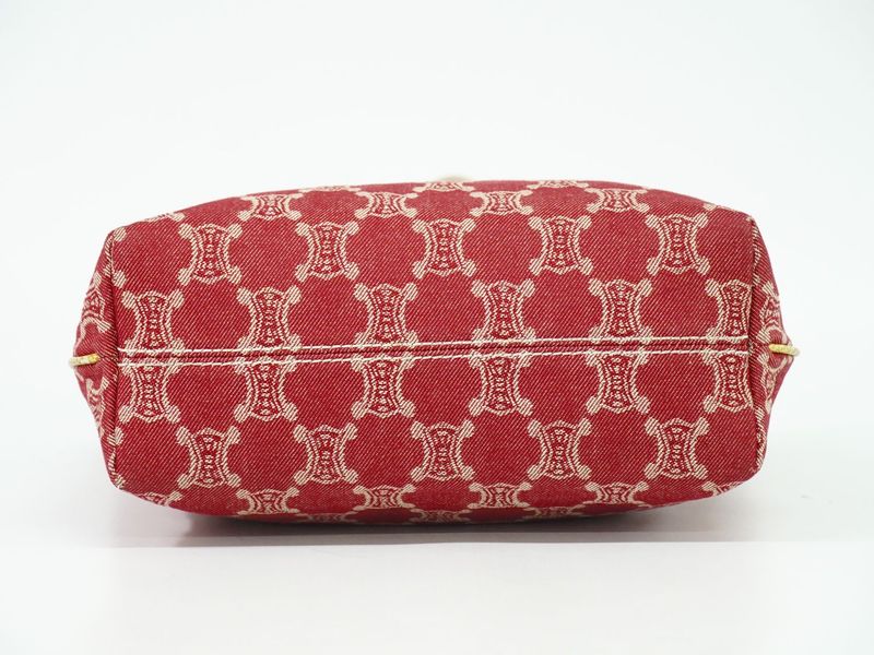 Authentic Celine Macadam Tote Handbag Canvas Red Macadam Bag Pre-owned [follow-u