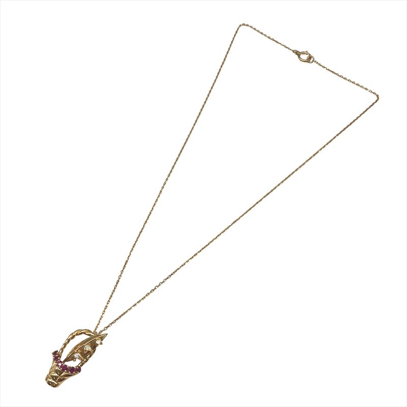 Dior Tin Lantern Necklace With Diamonds 18K Yellow Gold 71g Yellow Gold Ruby