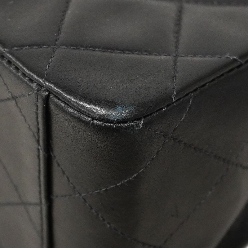 Chanel Shoulder Bag Deka Matelasse Lambskin Black Gold Hardware Women