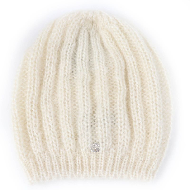 Gucci 331985 Mohair Silk Interlocking G Knit Hat Knit Cap Ivory L Made In Italy