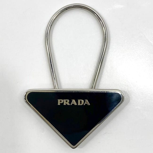 Prada Key Ring Black Silver Excellent Condition Metal Preowned M715