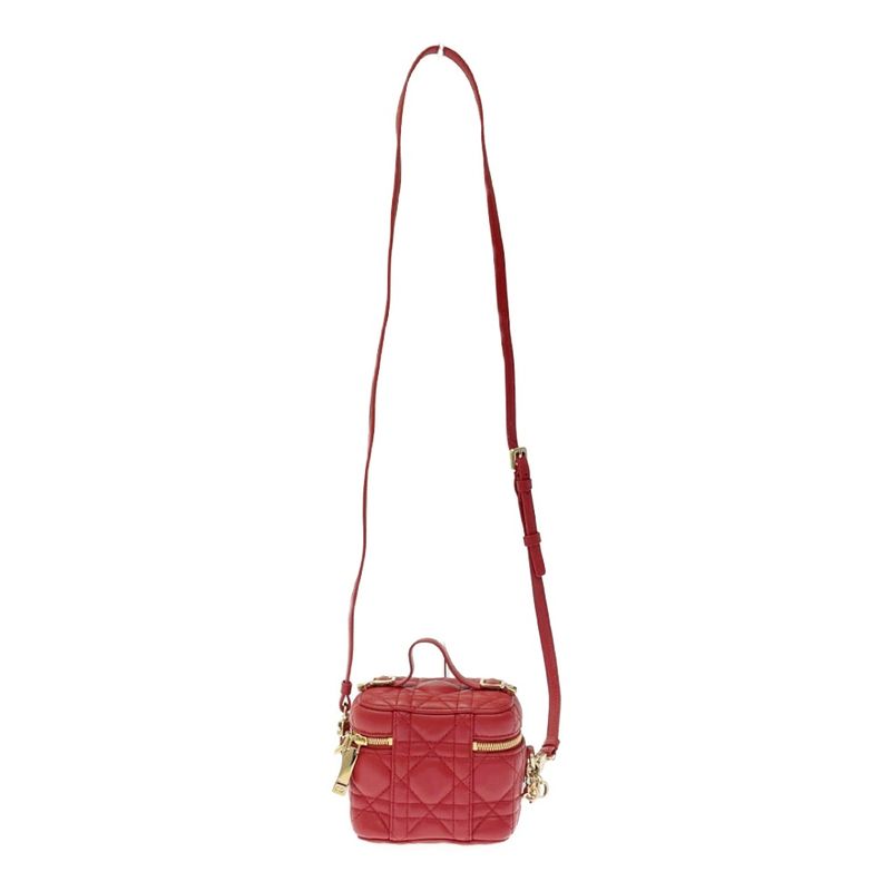 Dior Lady Dior Leather Micro Vanity Cannage Shoulder Bag Red 347394 Shoulder Bag
